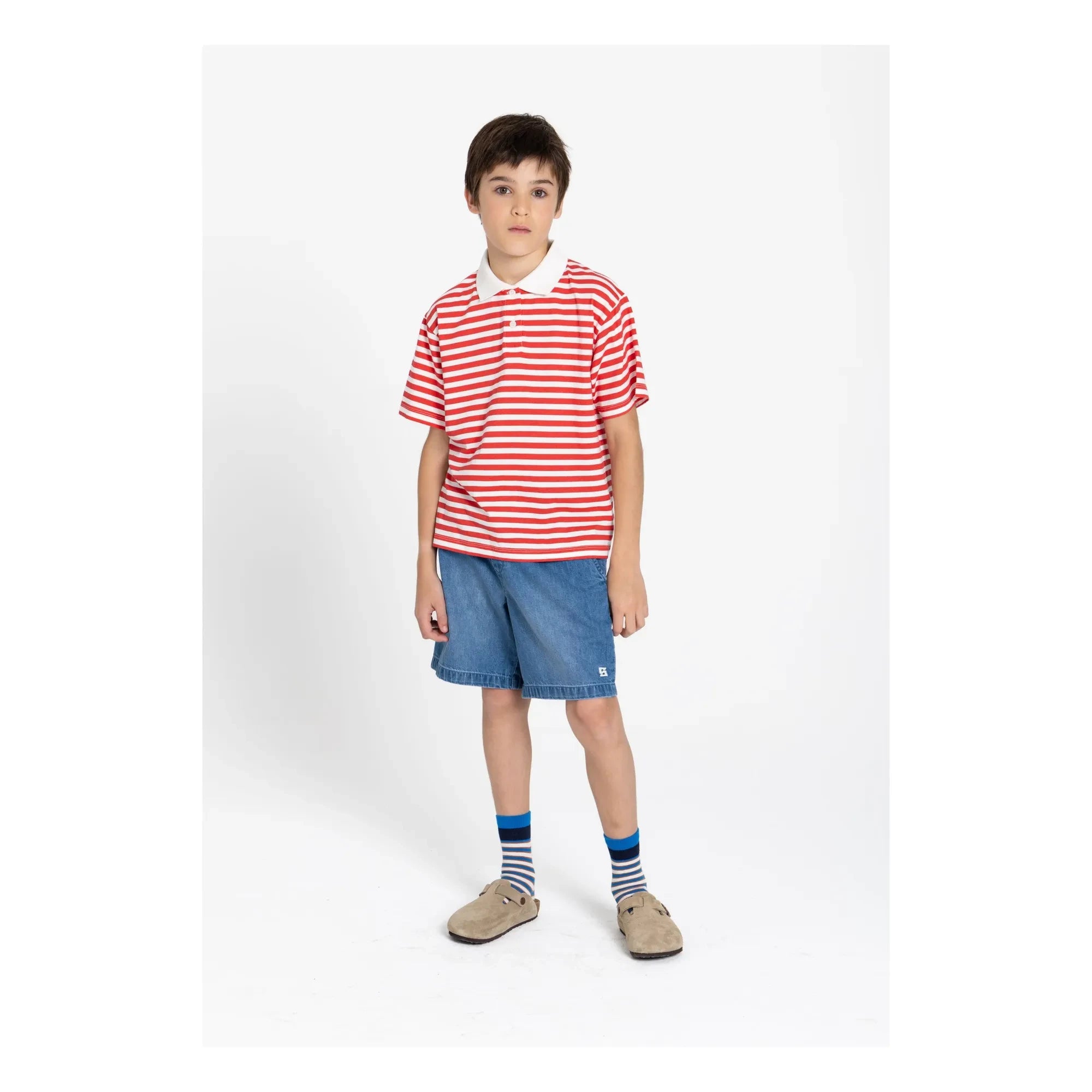 Smallable Kid - Tilo gestreiftes Bio-Baumwoll-Polohemd | Dunkelrot