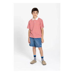 Smallable Kid - Tilo gestreiftes Bio-Baumwoll-Polohemd | Dunkelrot