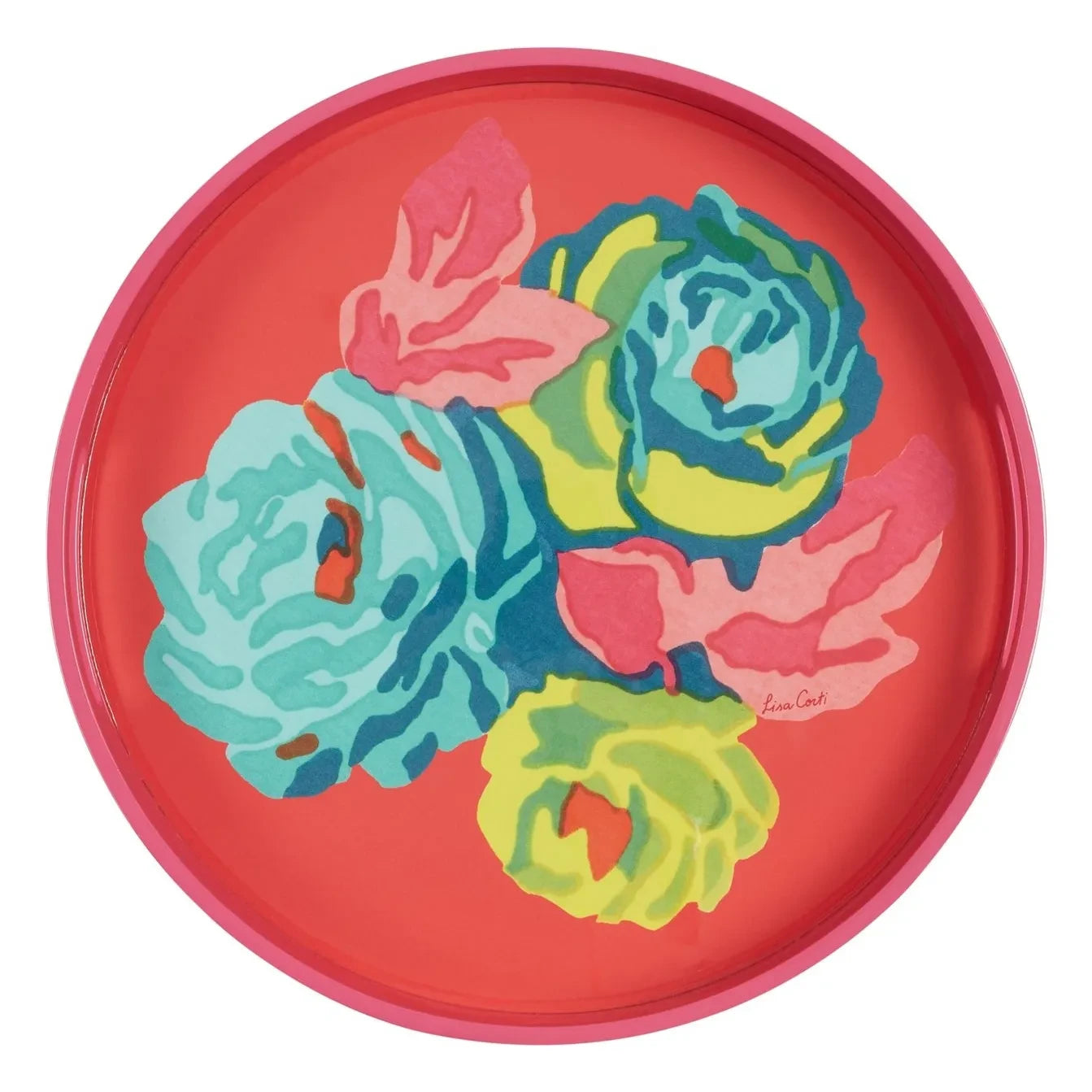 Lisa Corti - Nizam Flower Geranium Tablett mit Seelack | Rot