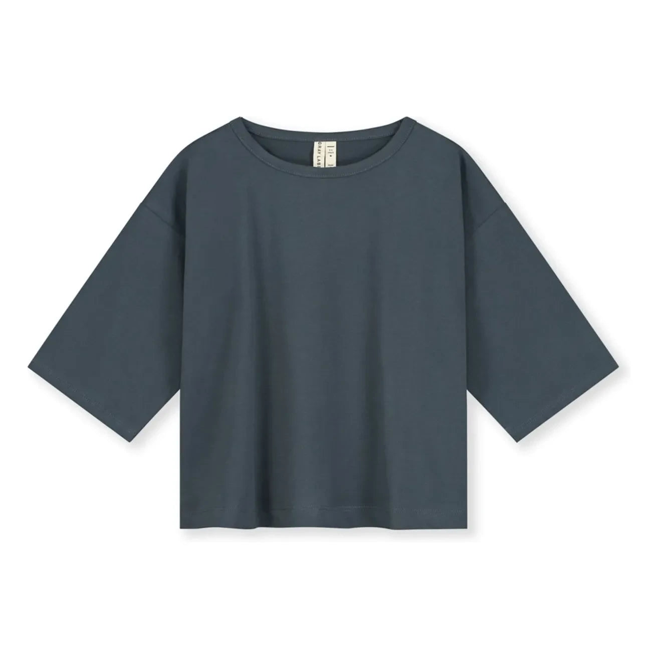 Gray Label – Bio-Baumwoll-T-Shirt mit 3/4-Arm | Graublau