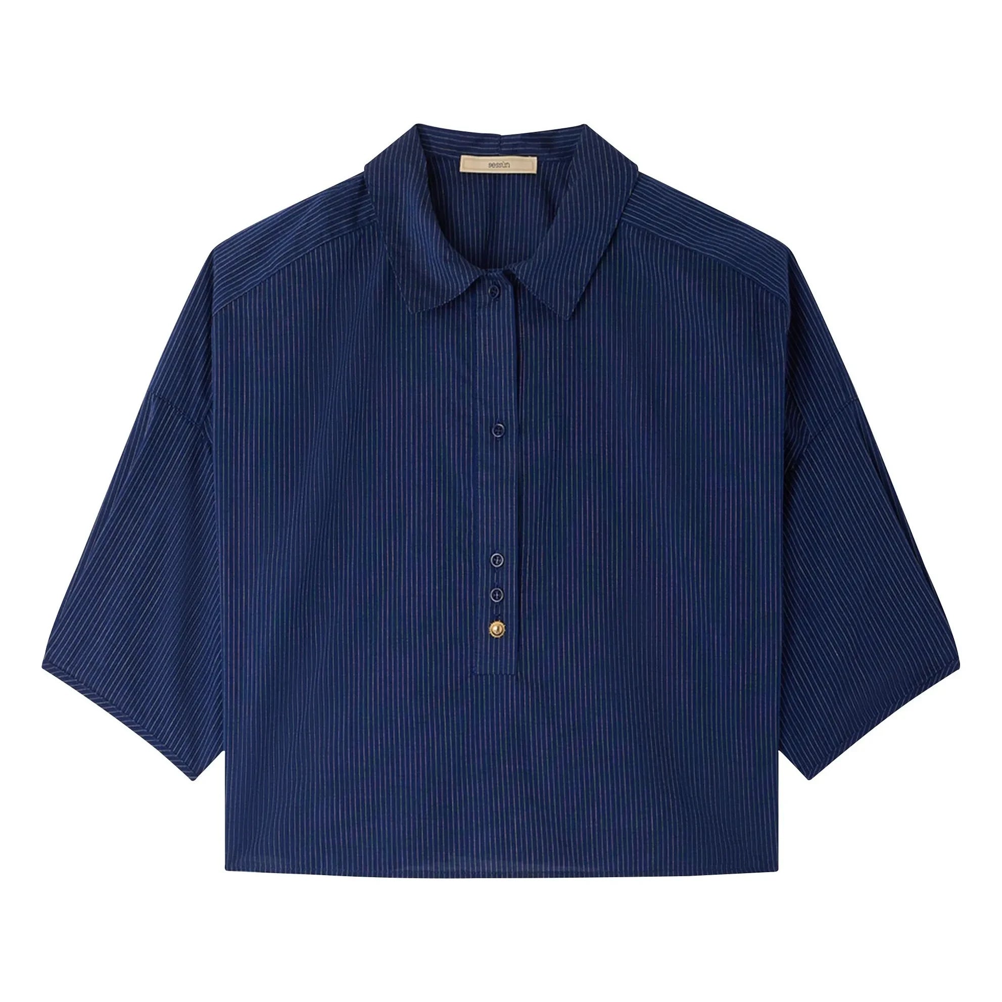 Sessùn - Gestreiftes U-Shirt aus Baumwolle | Marineblau