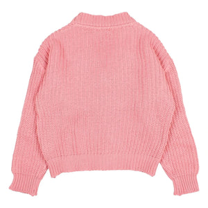 Búho - V-Ausschnitt Strickjacke aus Bio-Baumwolle | Zuckerrosa
