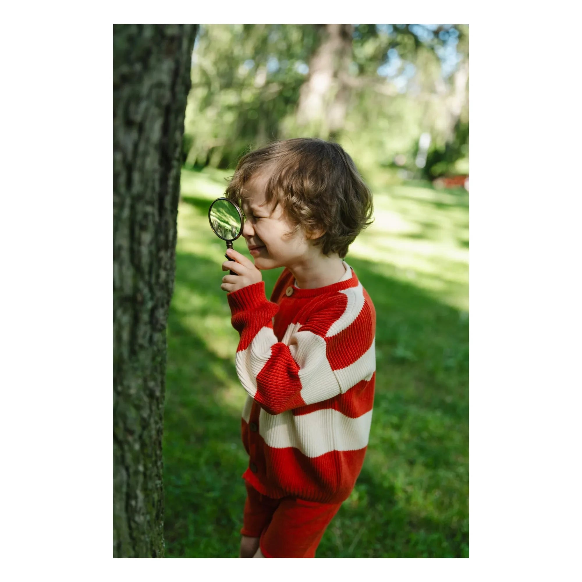 Bayiri - Gestreifte Bio-Baumwolle Schlangen-Strickjacke | Rot