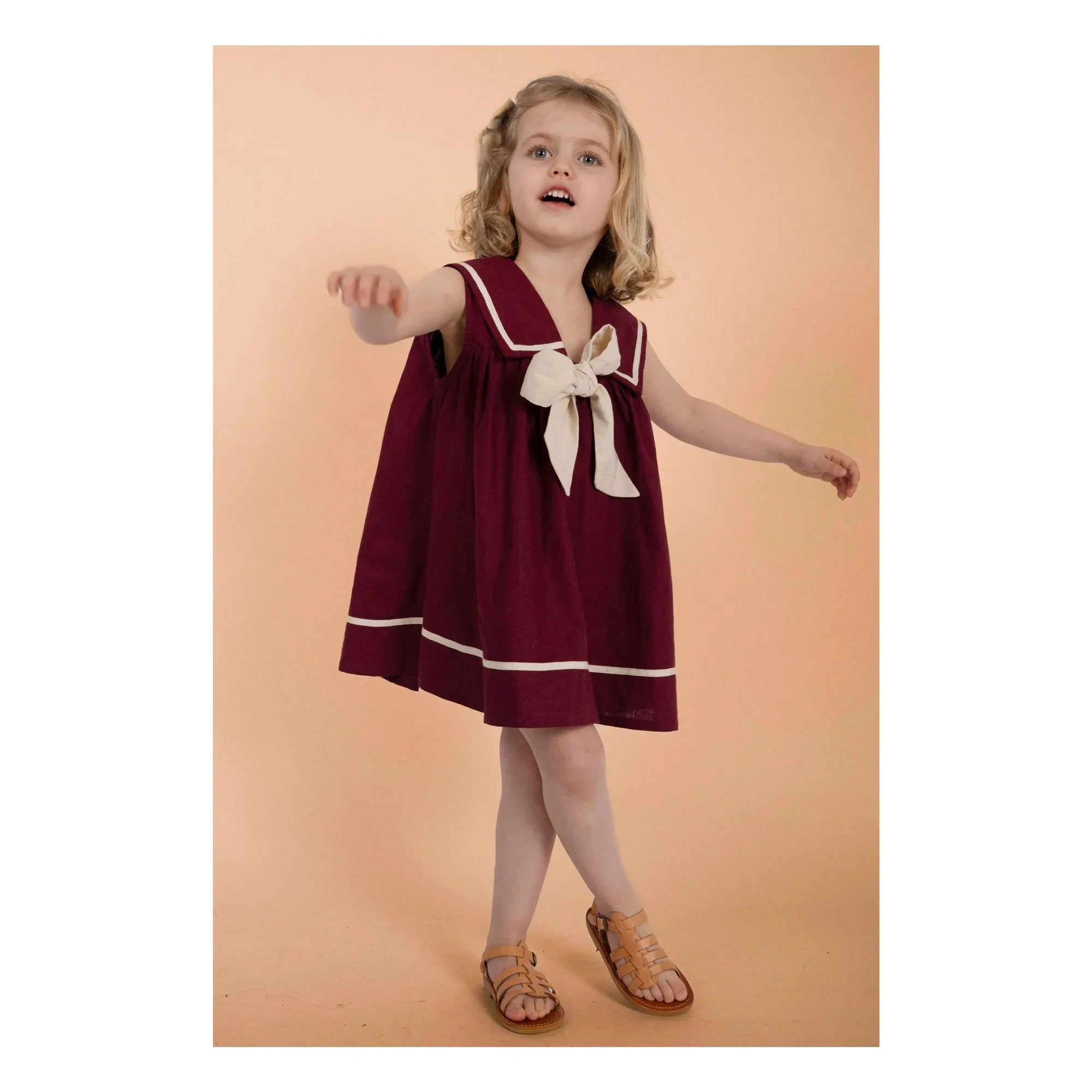 Loir - Gabriella Kleid mit Leinenschleife | Bordeaux