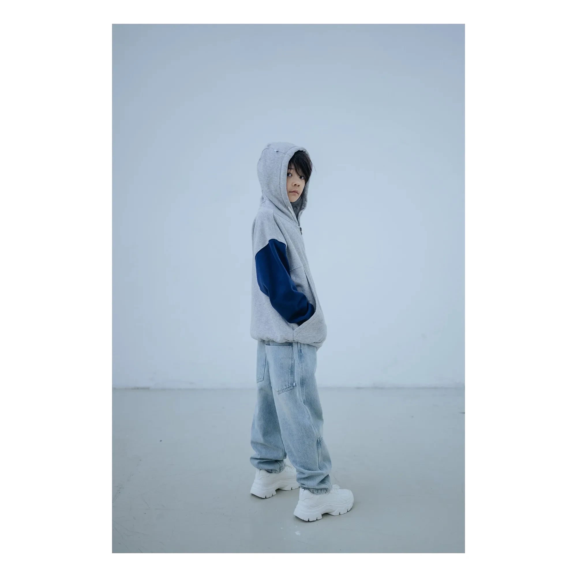 Repose AMS - Bio-Baumwolle Tricolor Reißverschluss Sweatshirt | Grau