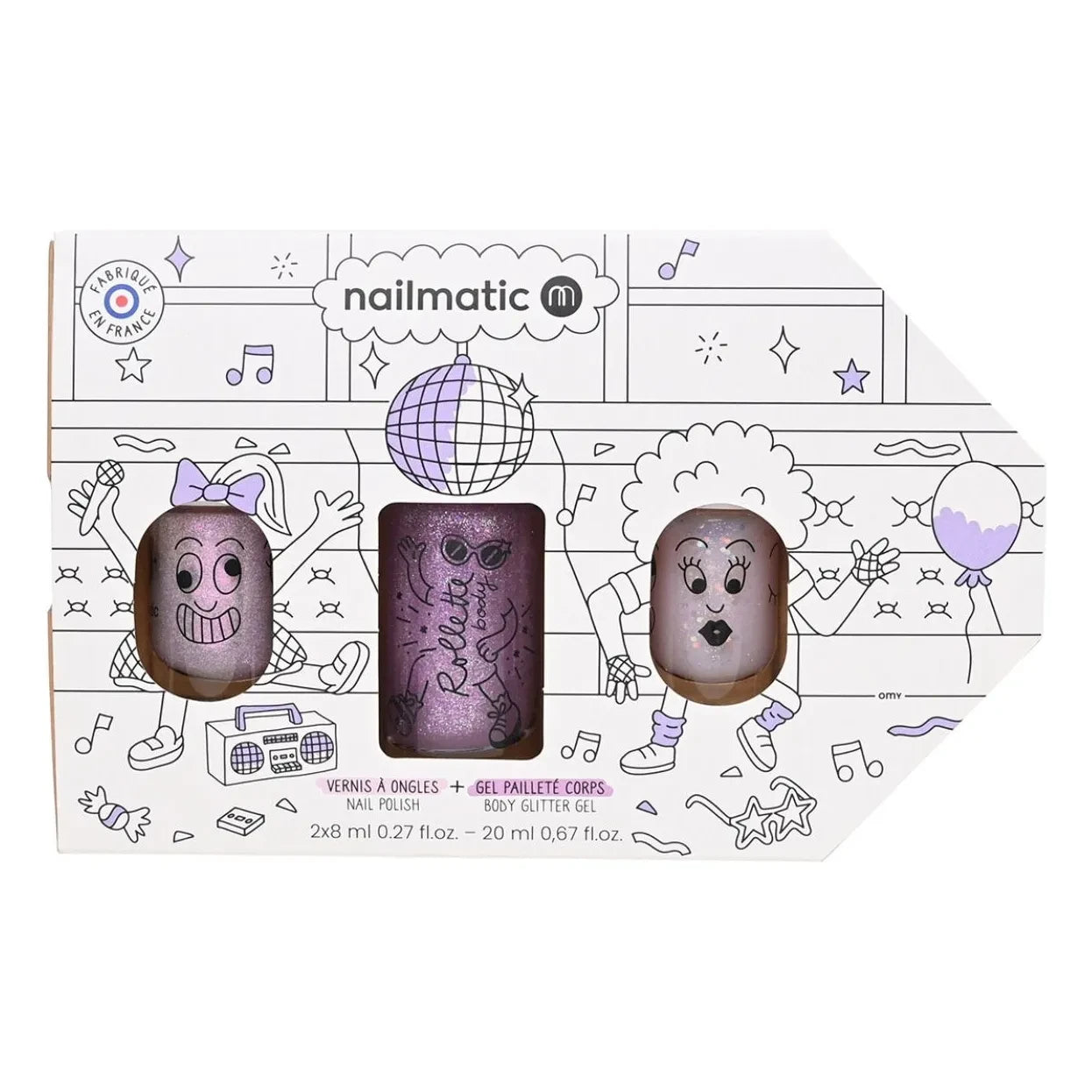 Nailmatic Kids - Nagellack-Set Bus Party und Roll-on für den Körper | Flieder