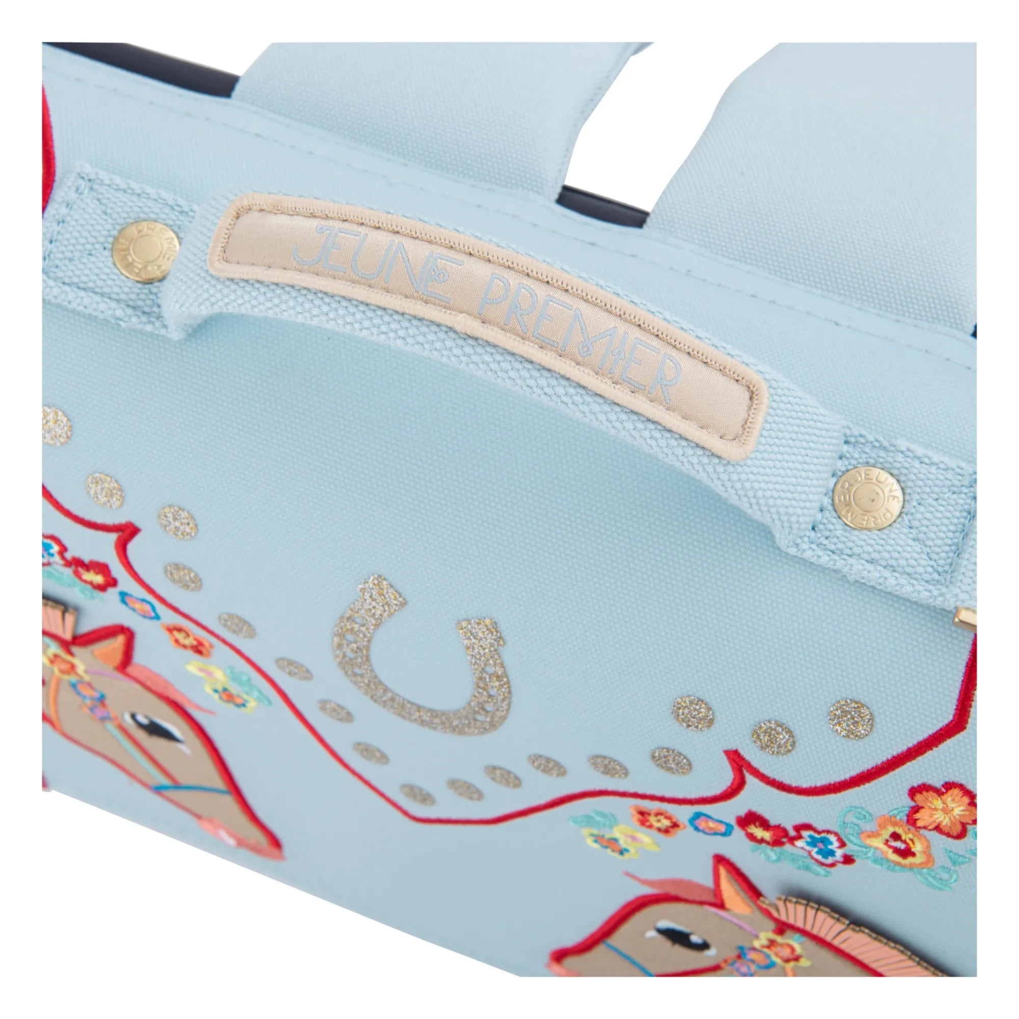Jeune Premier - Cavalerie Midi-Handtasche mit Blumenmuster | Hellblau