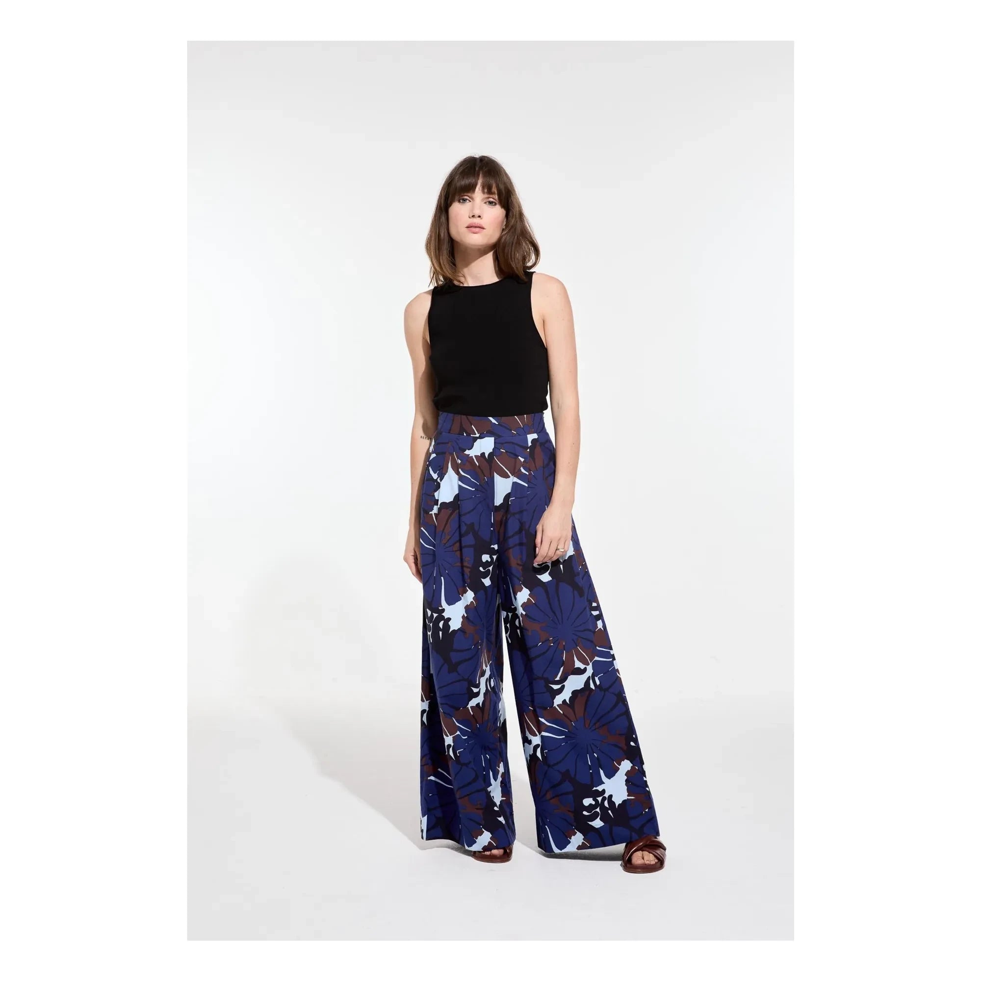 Mapoésie – Penelope Poppy Popeline Hose aus Baumwolle | Blau