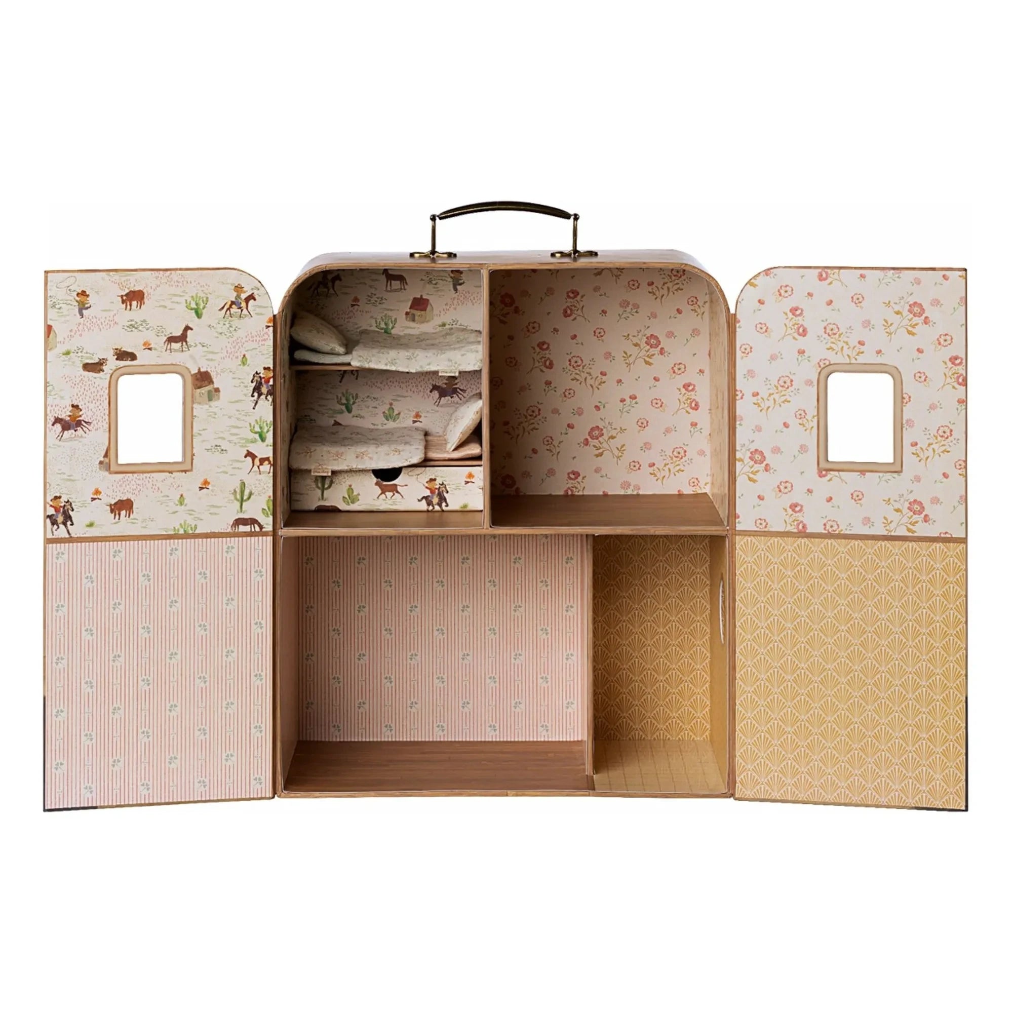 Maileg - Haus Suitcase, Kleine Schwester & Kleiner Bruder Maus