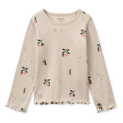 Liewood - Nieve Geripptes T-Shirt Pfirsich Bio-Baumwolle | Ecru