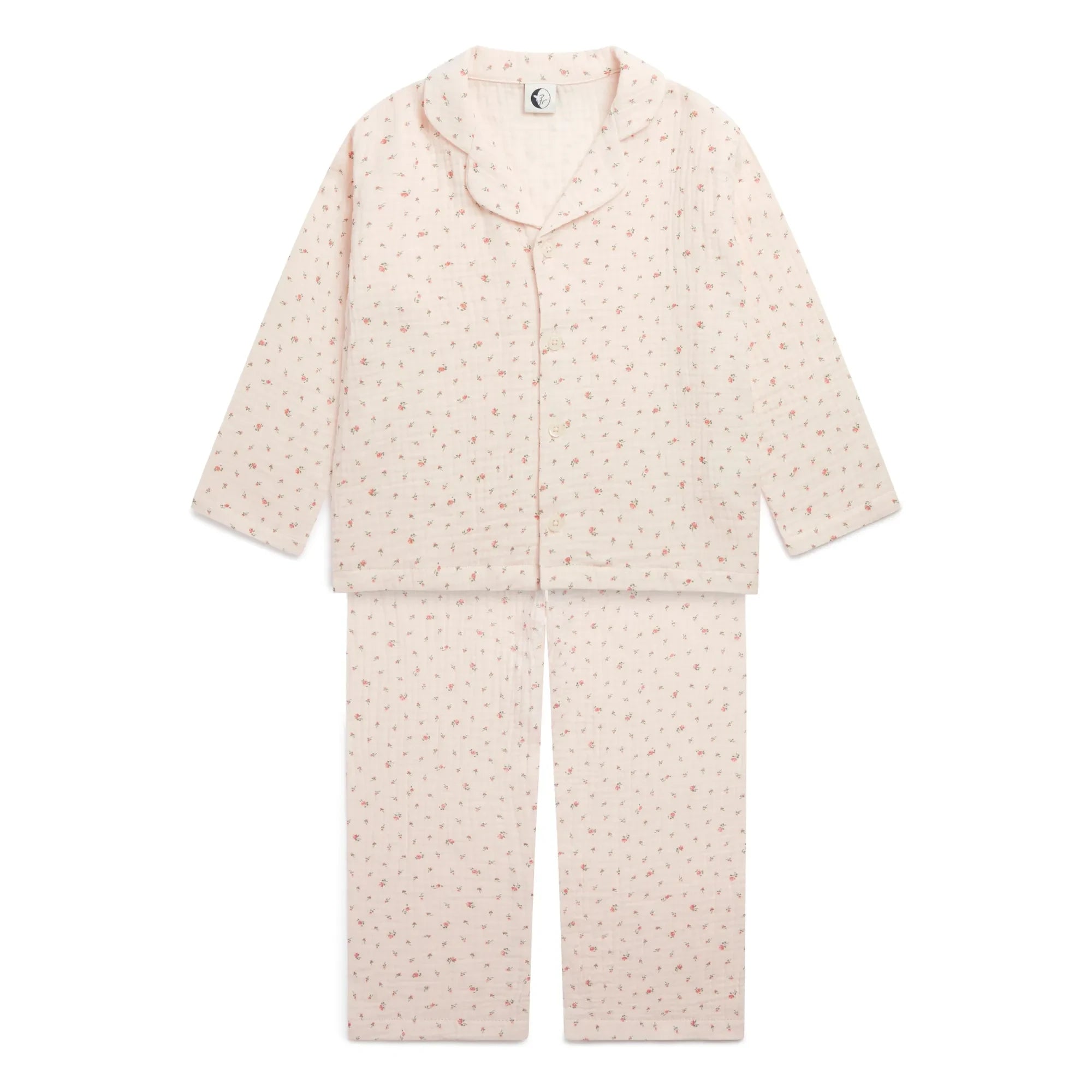 Sleepy Doe - Pyjama aus Bio-Musselin mit Blumenmuster | Hellrosa