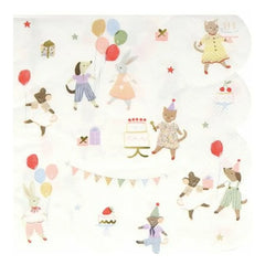 Meri Meri - Tierfreunde Geburtstag Papierservietten - 16er Set
