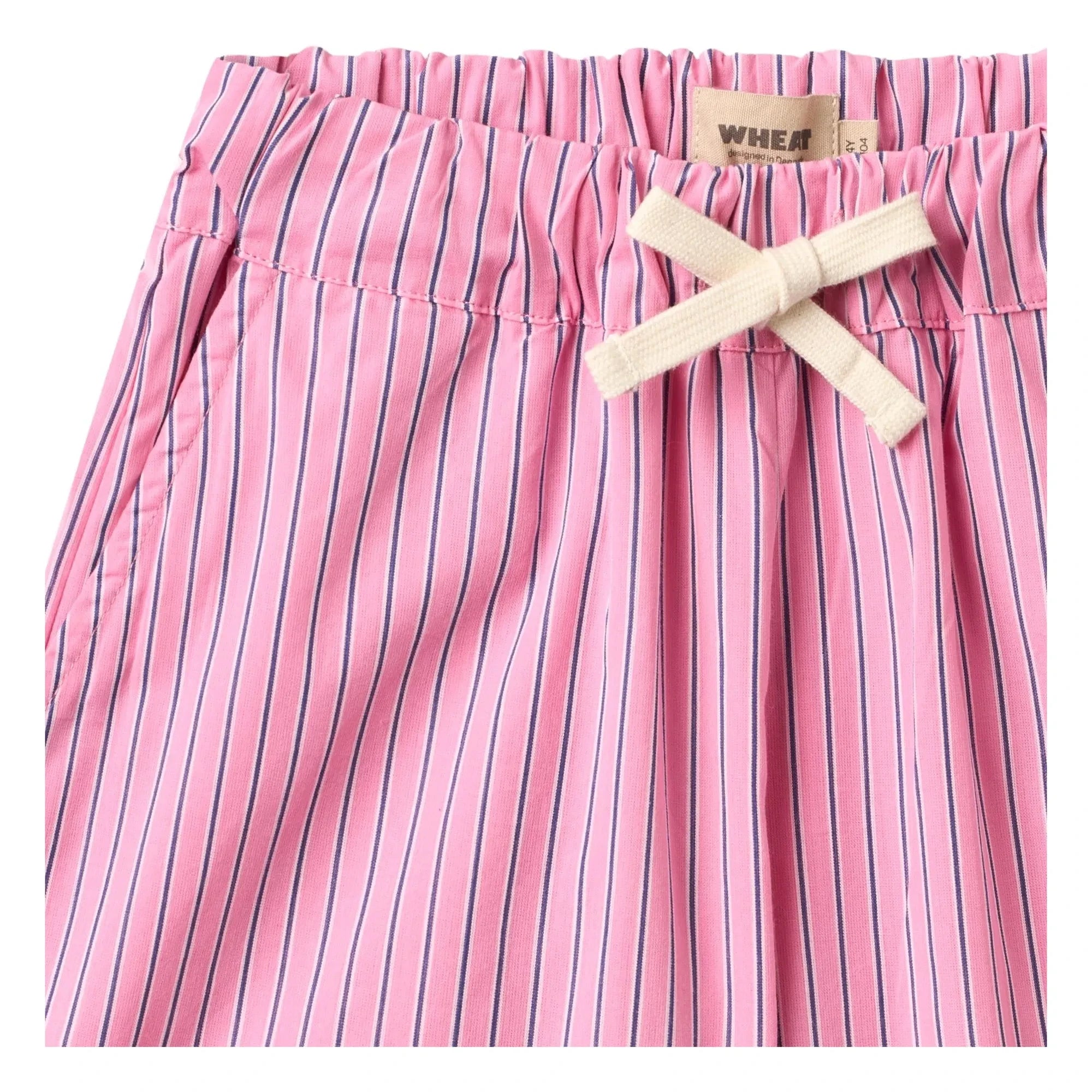 Wheat - Coral Gestreifte Bio-Baumwoll-Bermuda-Shorts | Rosa
