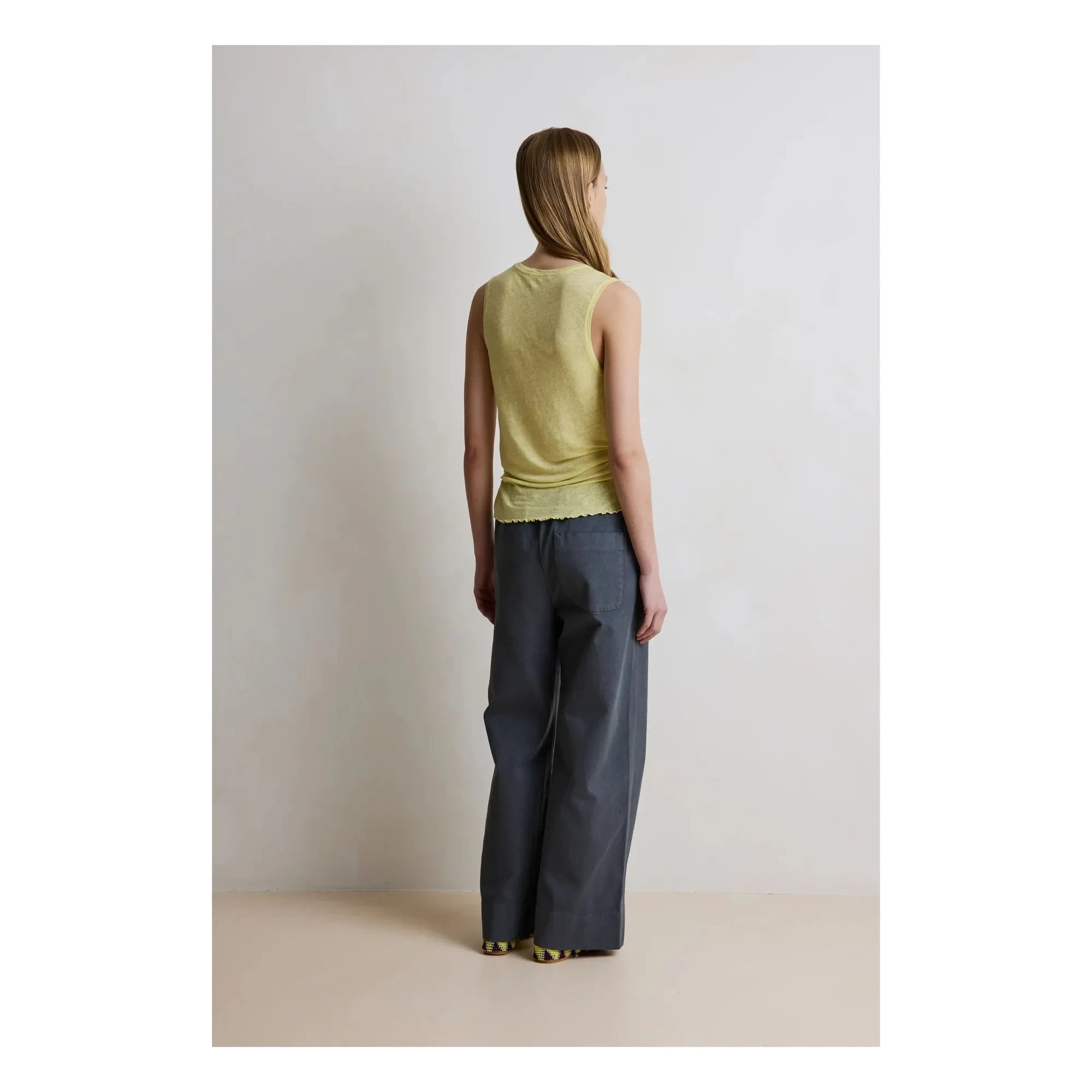 Hod - Marineblaues Leinentop | Zitronengelb