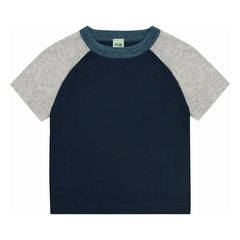 FUB - Colour Block T-Shirt Extra Feines Mesh Bio-Baumwolle | Navy