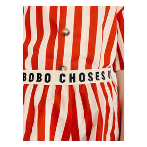 Bobo Choses - Gestreiftes Bio-Baumwoll Hemd und Shorts Set | Rot