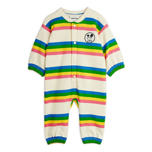 Mini Rodini - Gestreifter Strampler aus Bio-Baumwolle | Ecru