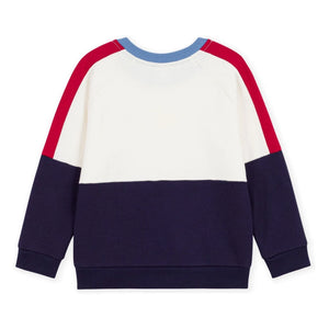 Petit Bateau - Renk bloklu organik pamuk sweatshirt | Mavi