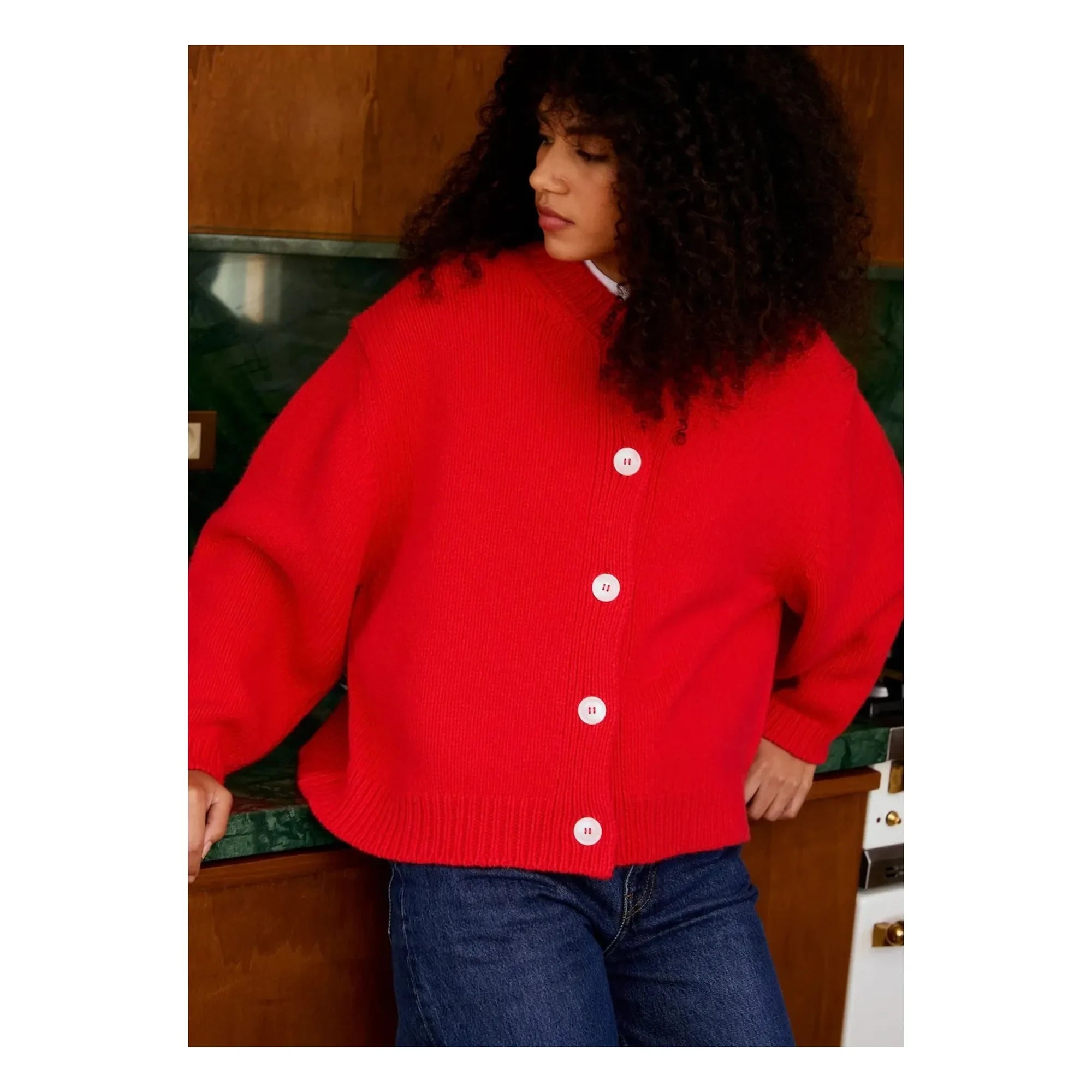 Surprise Paris - Emma Merinowolle und Kaschmir Strickjacke | Rot