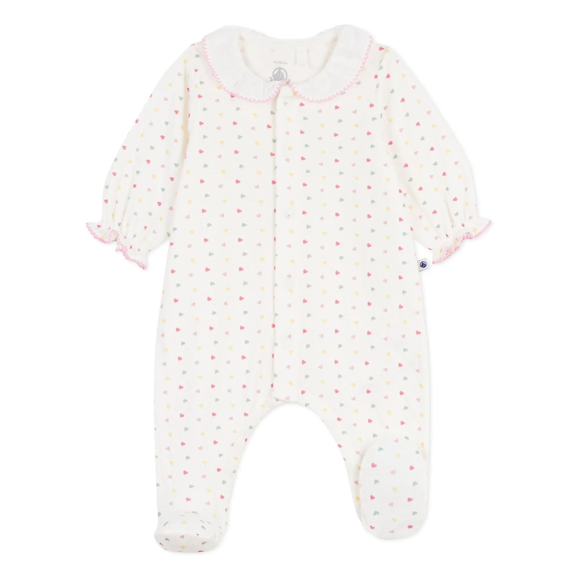 Petit Bateau - Schlafanzug Dors Bien Hearts Tubique Bio-Baumwolle | Weiß