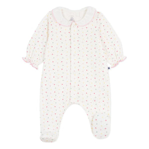 Petit Bateau - Schlafanzug Dors Bien Hearts Tubique Bio-Baumwolle | Weiß