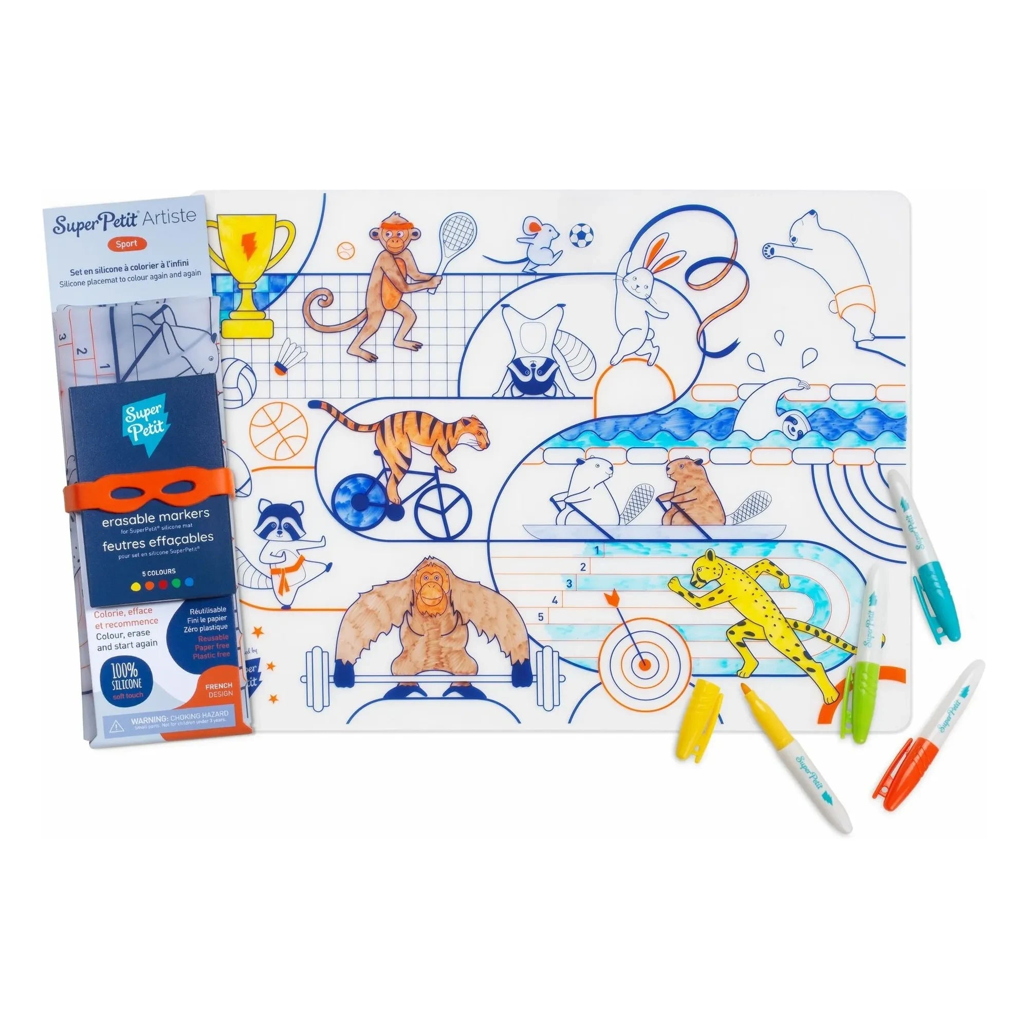 Superpetit - 5 Sportausmal-Sets mit Filzstiften