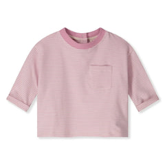 Gray Label - Çizgili cepli tişört Organik pamuk | Pembe