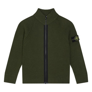 Stone Island - Weste mit Reißverschluss und Woll-Logo | Khaki