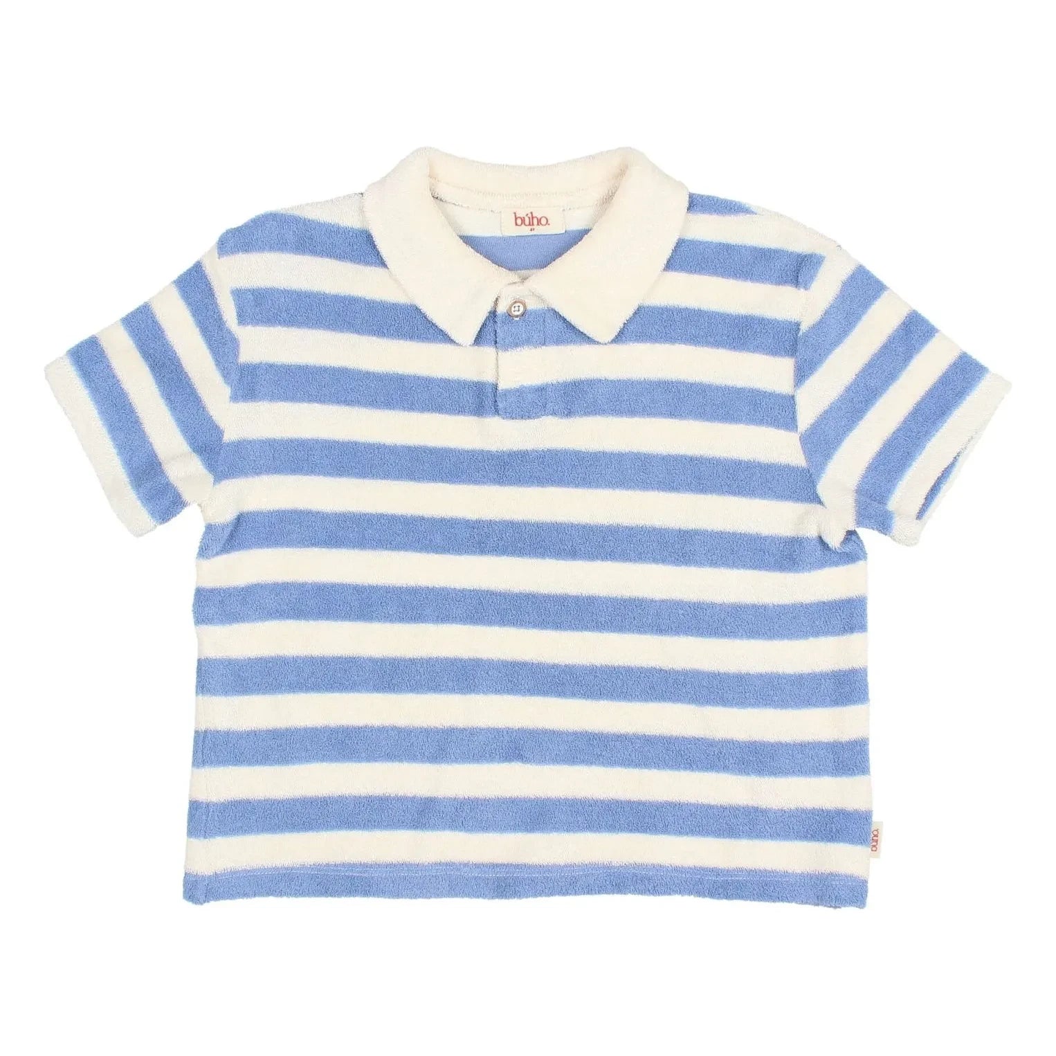 Búho - Gestreiftes Bio-Baumwolle Polo-Shirt | Hellblau