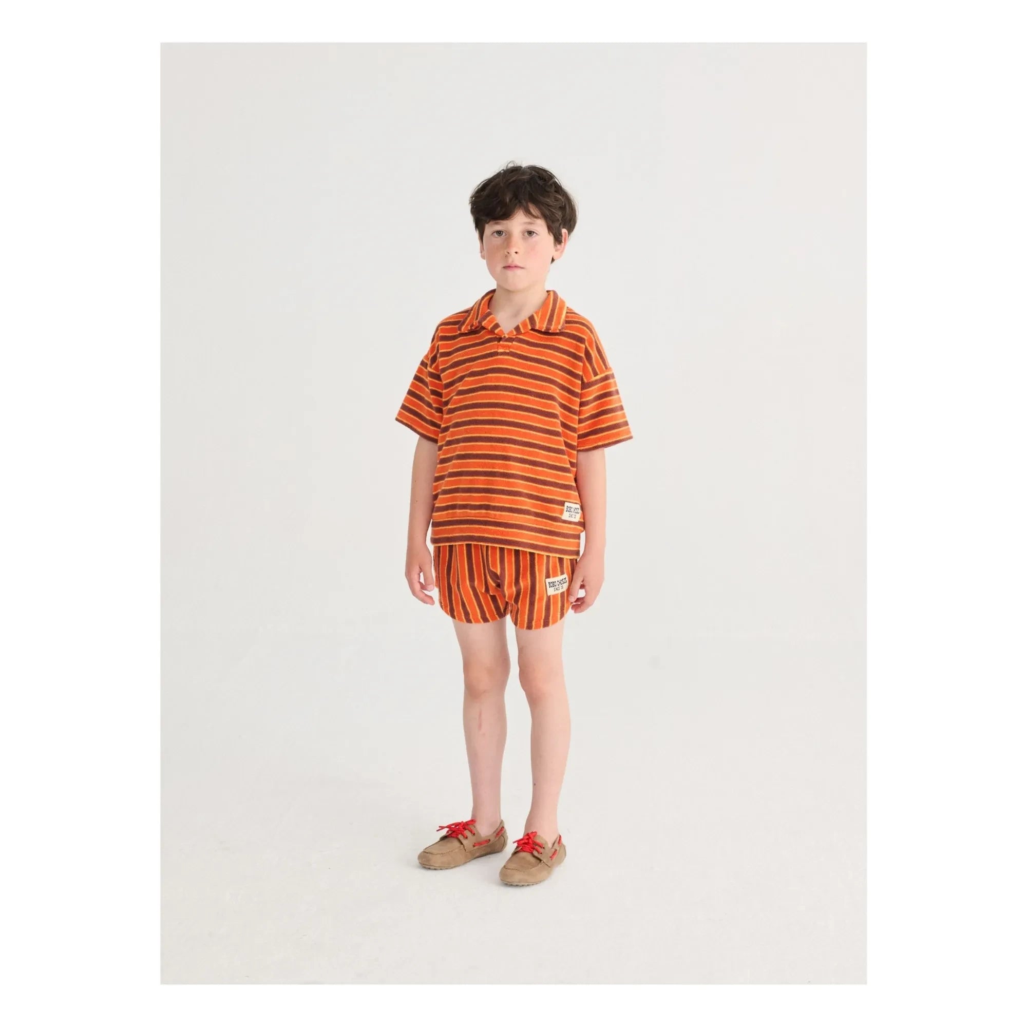 Bobo Choses – Gestreifte Frottee-Shorts | Orange