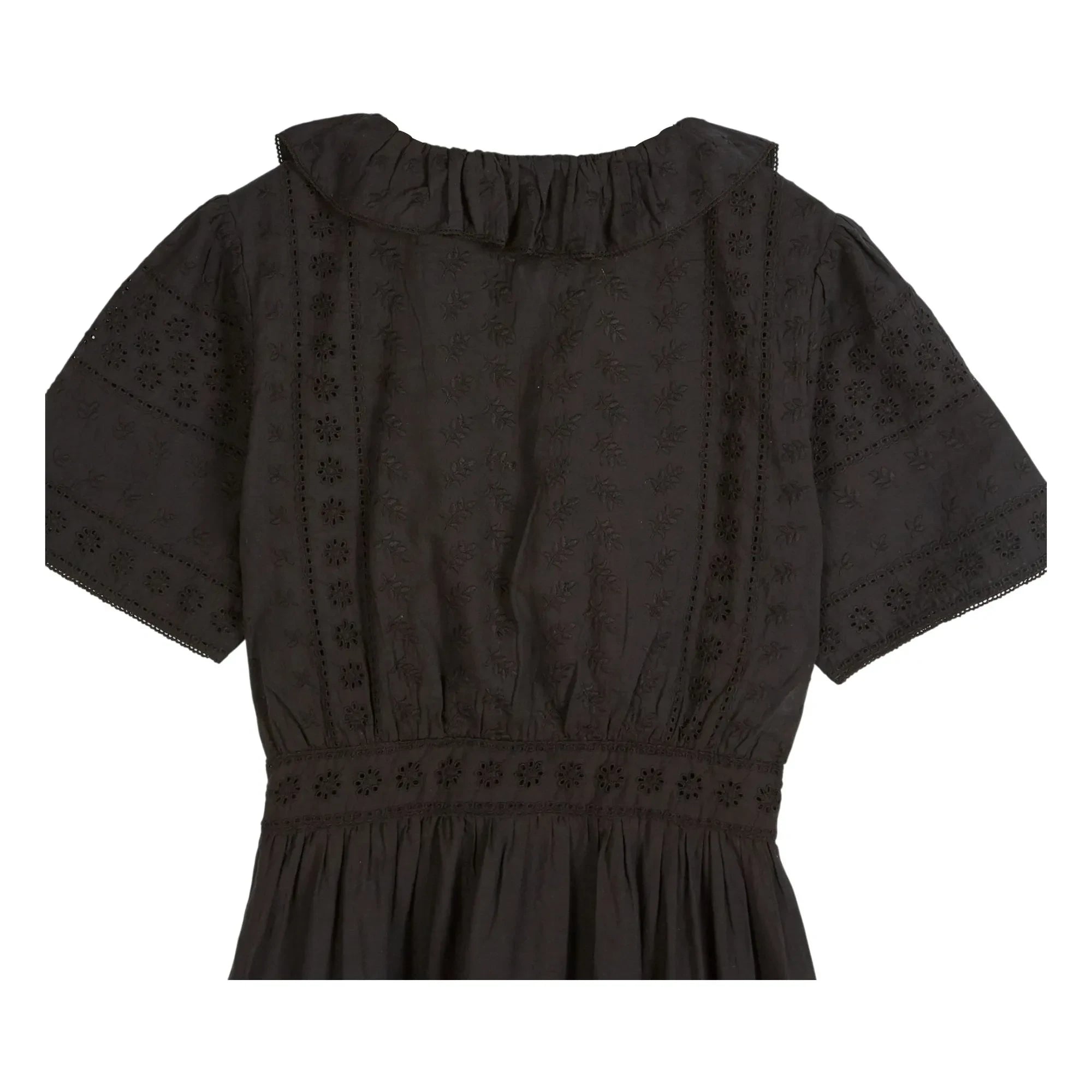 Emile et Ida - Broderie Anglaise Pamuk Elbise | Siyah