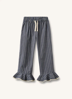 Wheat - Gestreifter Bio-Baumwoll-Pyjama | Grau-blau