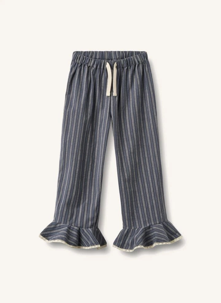 Wheat - Gestreifter Bio-Baumwoll-Pyjama | Grau-blau