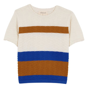 birinit - Transparenter Mesh-Pullover mit Farbblock | Caramel