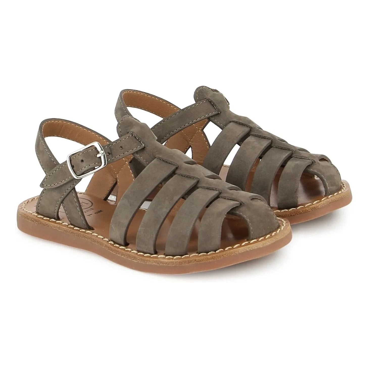 Pom d'Api - Sandalen Beach-Stitch Dad Nubuk | Khaki