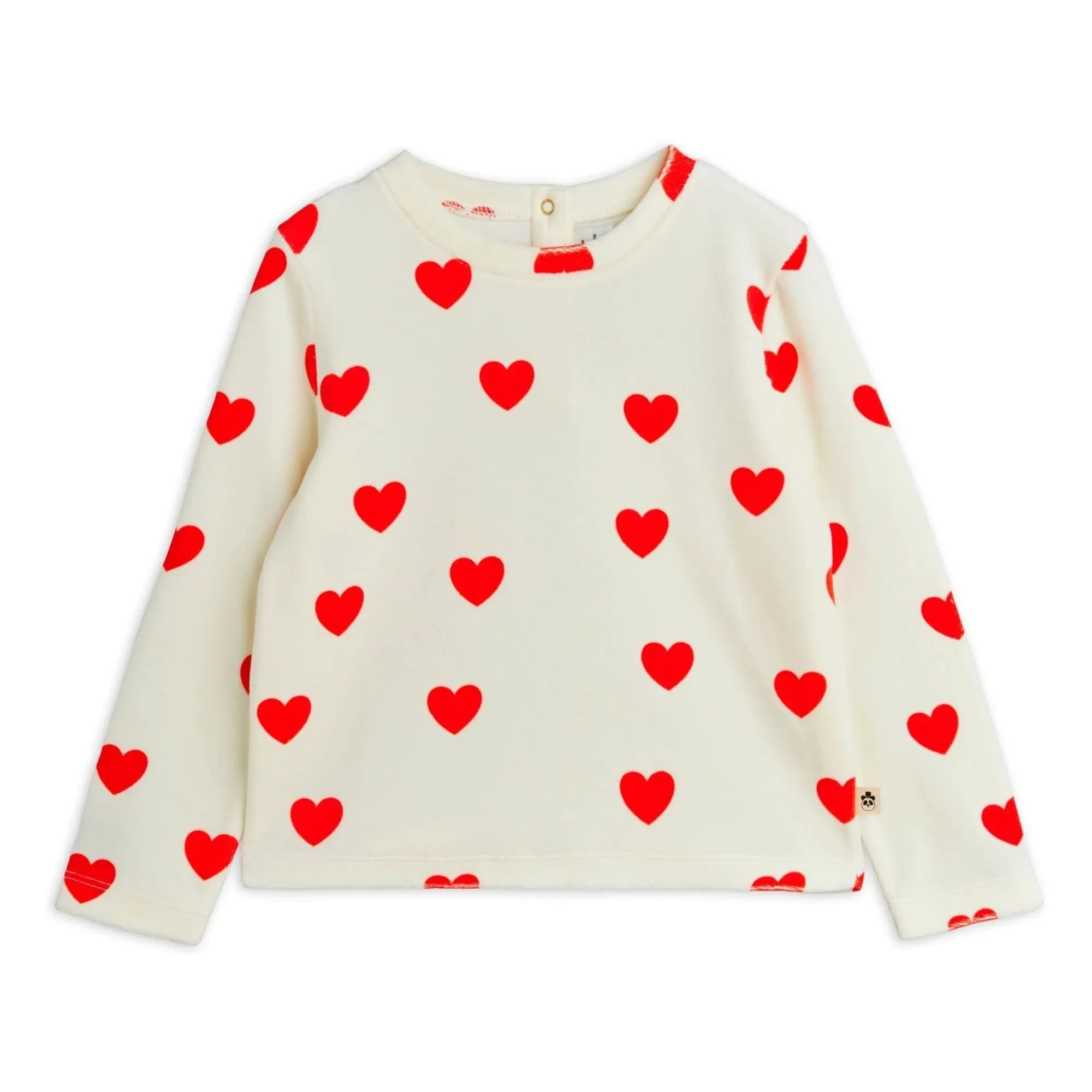 Mini Rodini - Bio-Baumwoll-T-Shirt mit Samtherzen | Weiß