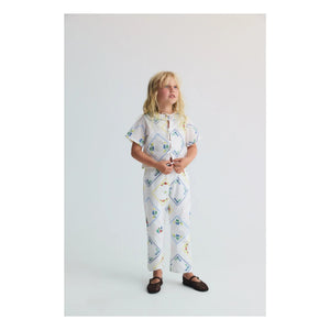 the new society - Bluse mit Blumen-Hyazinthen-Stickerei zum Binden | Weiß