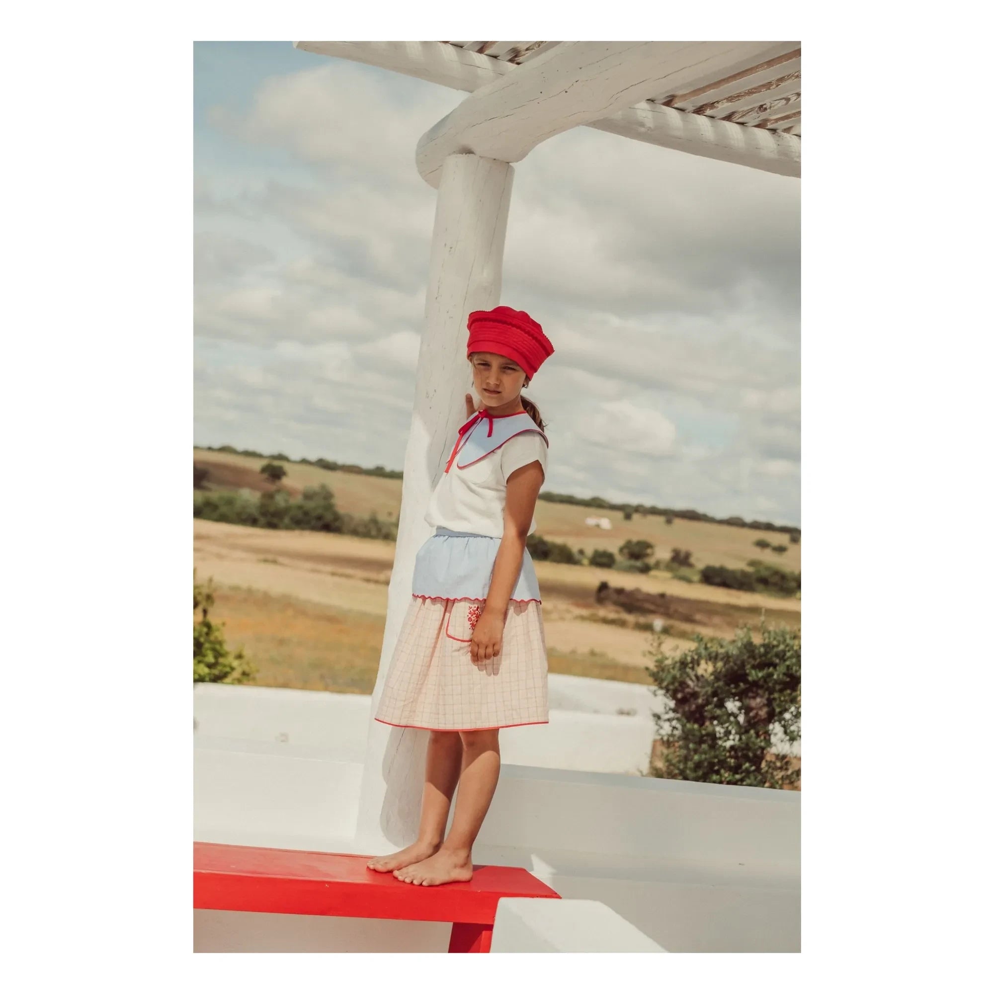THE LiTTLE POETS - Augustina Gestreifter Abnehmbarer Kragen aus recycelten Fasern | Blau