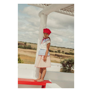THE LiTTLE POETS - Augustina Gestreifter Abnehmbarer Kragen aus recycelten Fasern | Blau
