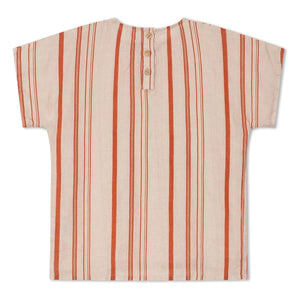 Matona - Easy Gestreiftes Leinen-T-Shirt | Gebrochenes Weiß