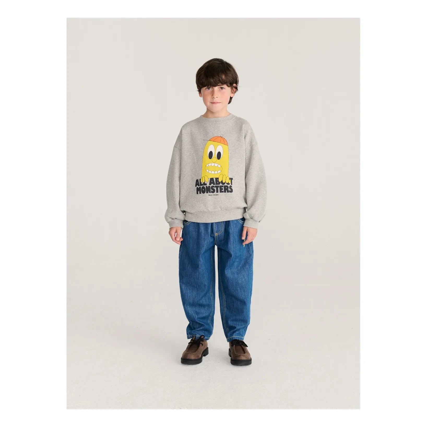 Bobo Choses - Sweat All About Monsters Organik pamuk | Gri melanj