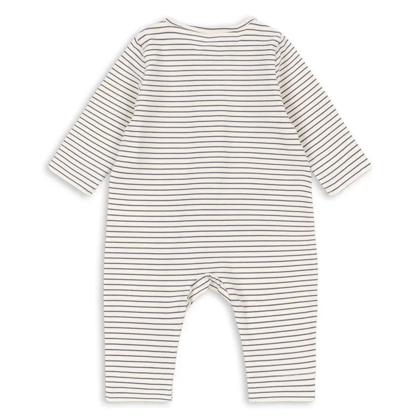 Konges Sløjd - Basic Çizgili Organik Pamuklu Tulum | Ecru