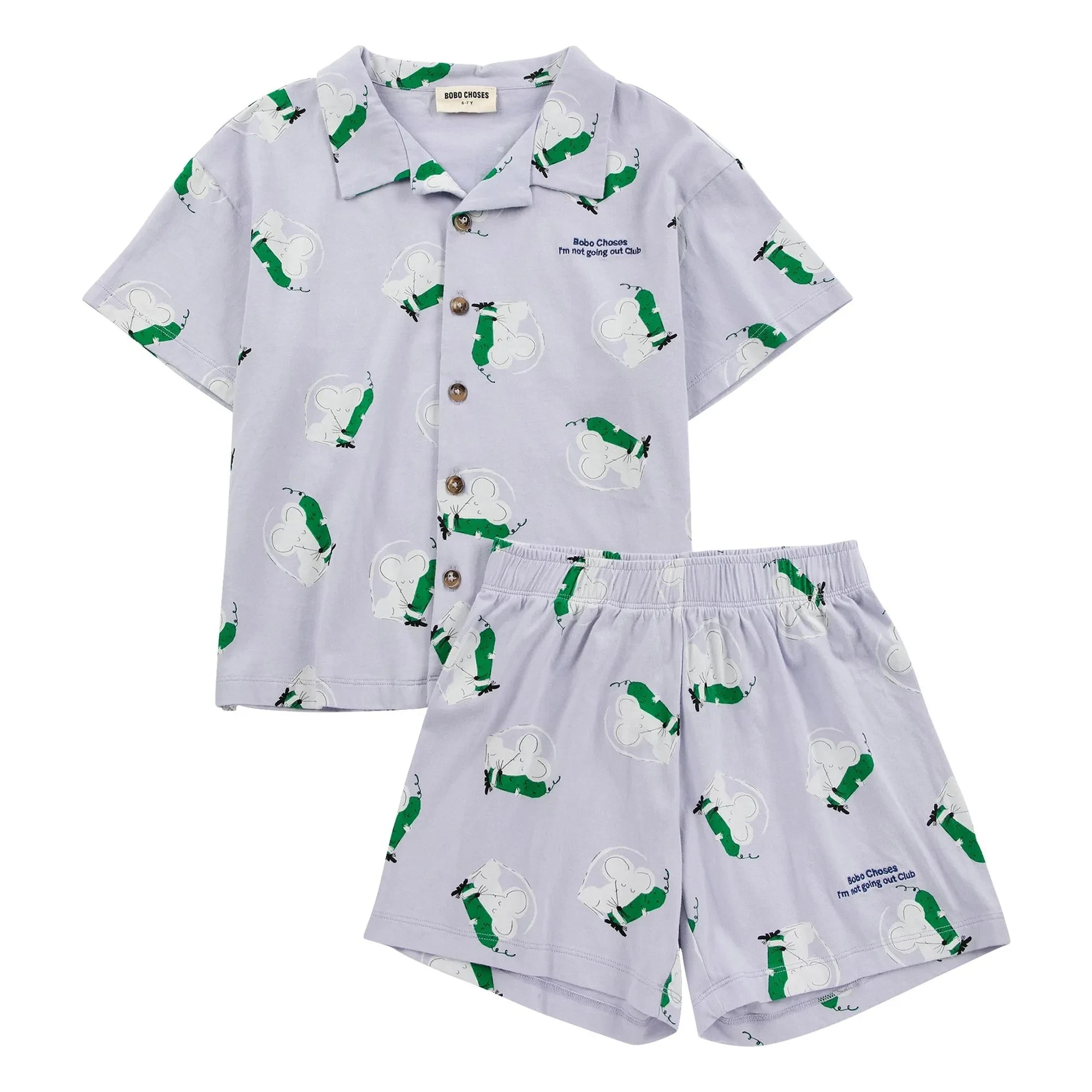 Bobo Choses - T-Shirt und Shorts-Set mit Mausmotiv aus Bio-Baumwolle | Lila