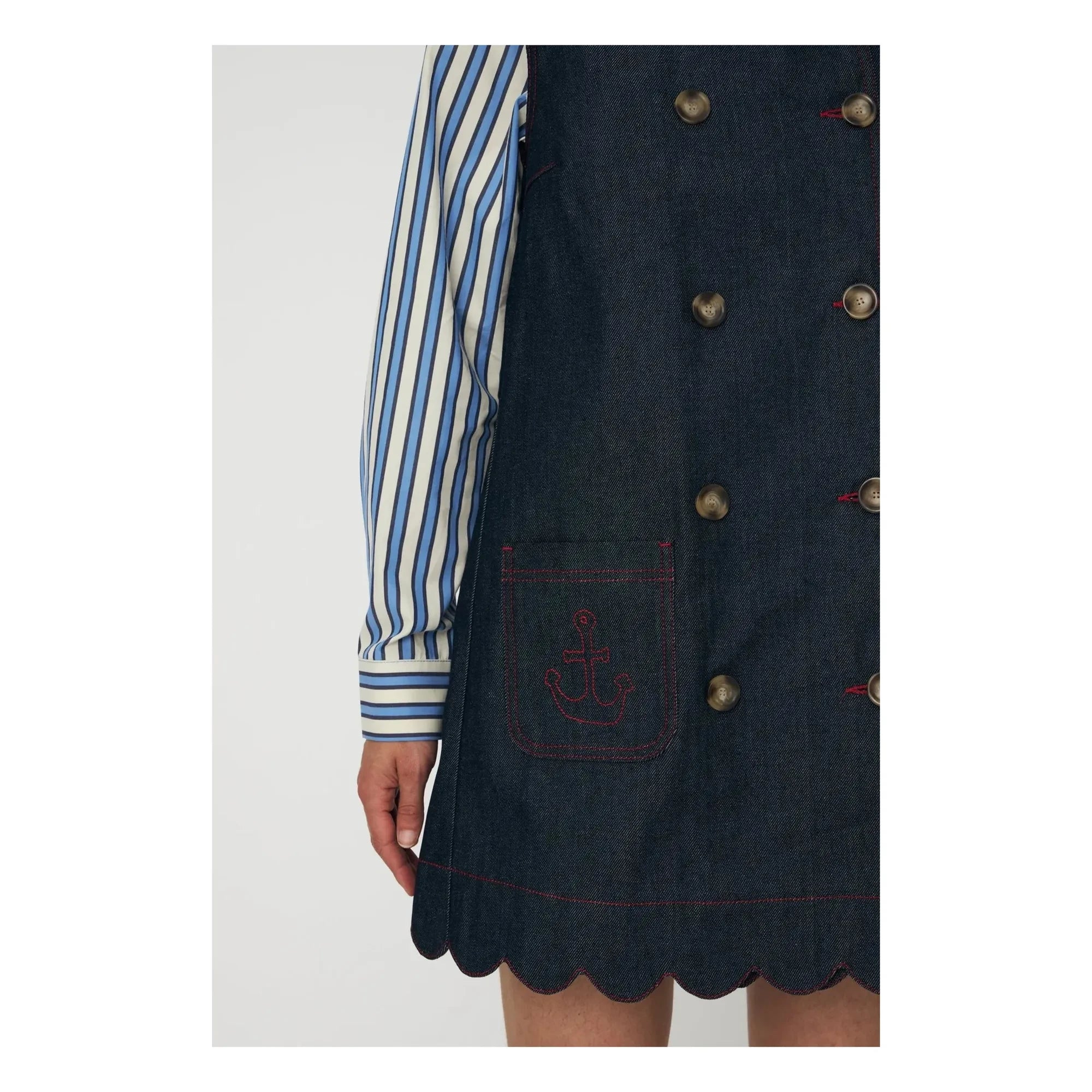 Stella Nova - Scallop Baumwollkleid | Dunkelblau