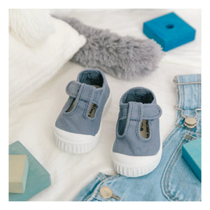 Victoria - Lona Klettverschluss-Sneaker-Sandalen | Blau