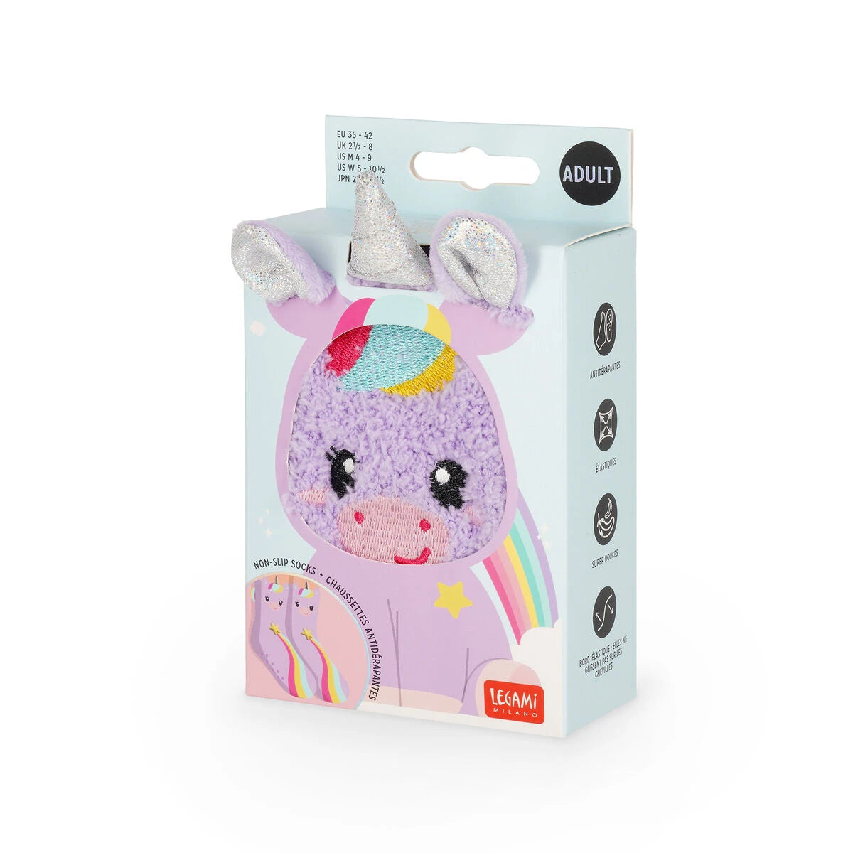 Legami - Rutschfeste Einhornsocken für Erwachsene - Perfekte Passform!