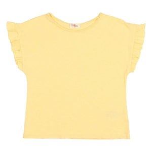Búho - Rüschen-T-Shirt aus Leinen | Gelb