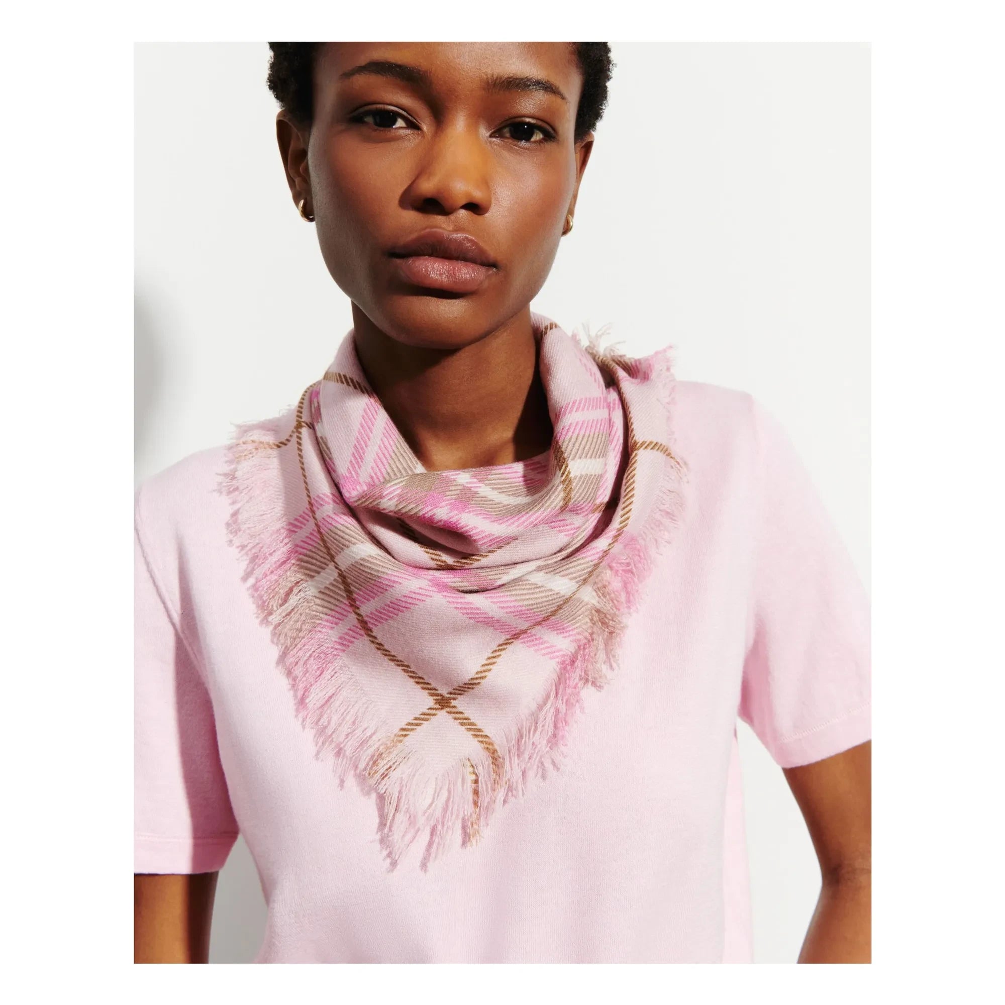 Bompard - Mini Karo Tartan Kaschmir Schal | Cherry Wood
