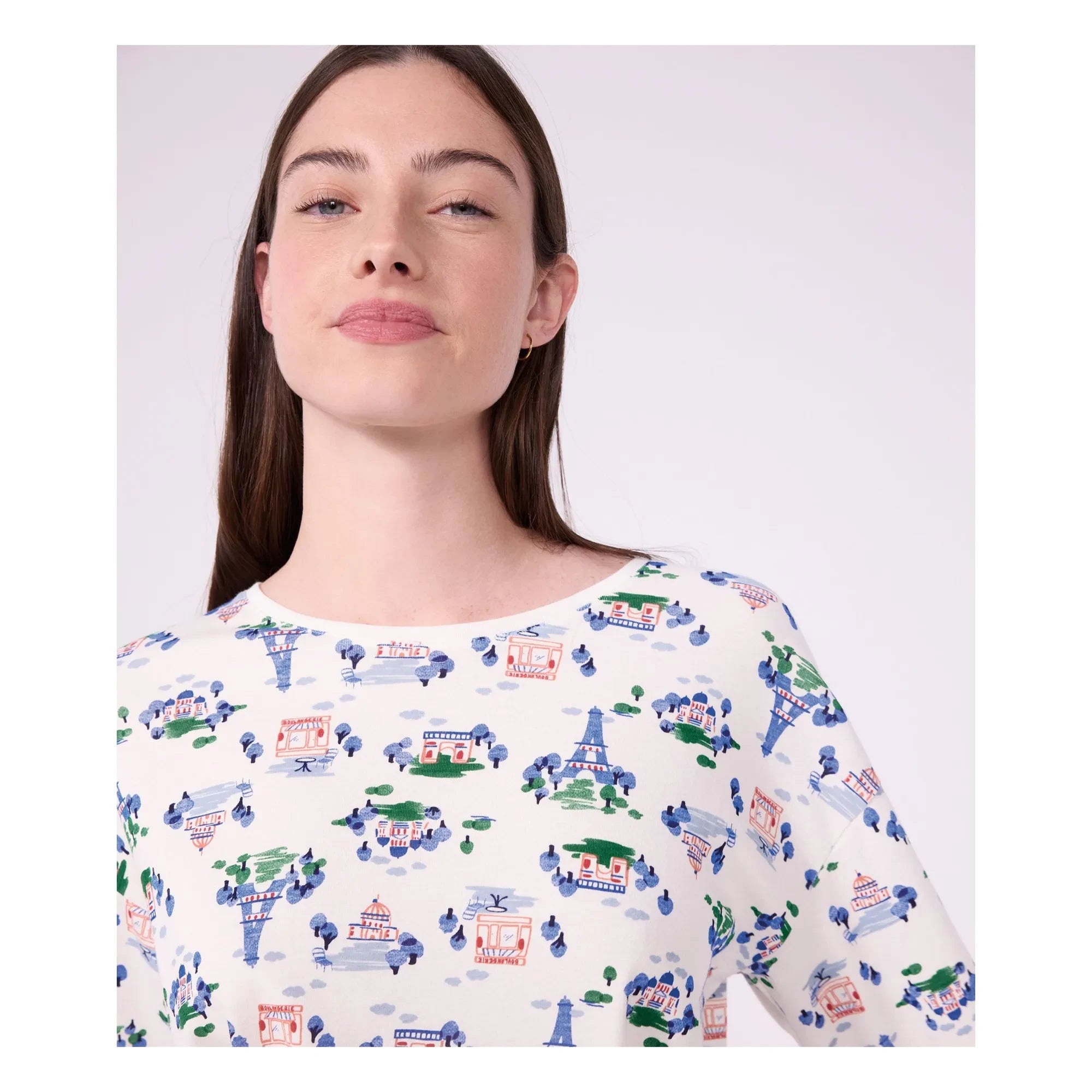 Petit Bateau - Eyfel Kulesi Organik Pamuk Pijama | Beyaz