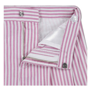 Lacoste - Gestreifte Bio-Baumwoll-Pinch-Shorts | Rosa